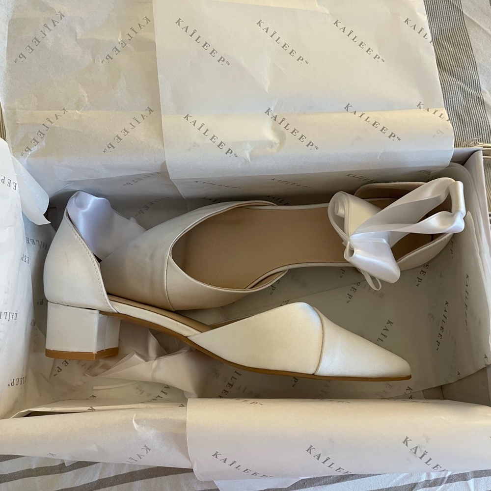 Women's White Block Heels
